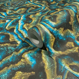 Carta da parati in tessuto non tessuto nei colori blu, verde, marrone, marmo, pietra, grafica moderna Carta da parati in tessuto non tessuto nei colori blu, verde, marrone, marmo, pietra, grafica moderna