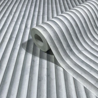 Tapeta z włókniny w szare marmurowe pasy o wyglądzie kamiennego panelu, klasyczna  