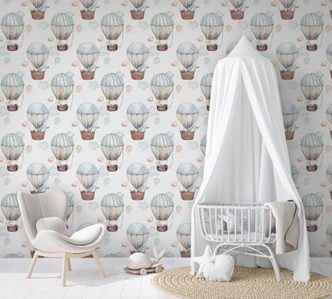 Kindertapete, Vliestapete mit Illustration Kids Walls weiß, blau, beige 