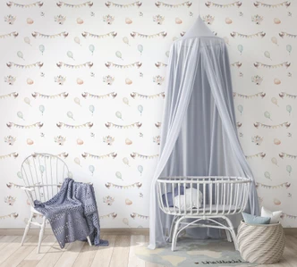 Kindertapete, Vliestapete mit Illustration Kids Walls weiß, bunt 