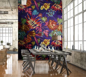 Fototapete mit Pflanzen, Lila Floral 3.40 x 1.59 m 