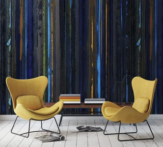 Abstract Bamboo Wallpaper Photo Wallpaper, Blue Striped 2.70 x 2.12 m 