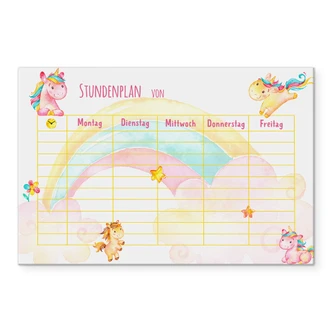 Acrylboard Memoboard Stundenplan Einhörner - transparent 
