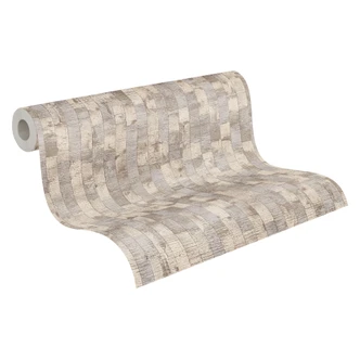 Icke-vävd tapet Daniel Urban Lines beige gräddgrå metallic - ränder ytstruktur hall 