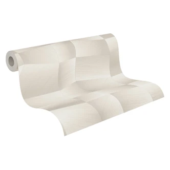 Papier peint intissé Damian Refined Dimensions 3D géométrique blanc gris - papier peint métallique moderne 