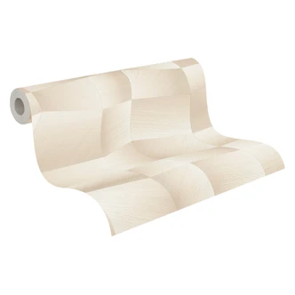 Papier peint intissé Damian Refined Dimensions 3D géométrique beige crème - papier peint métallique moderne 