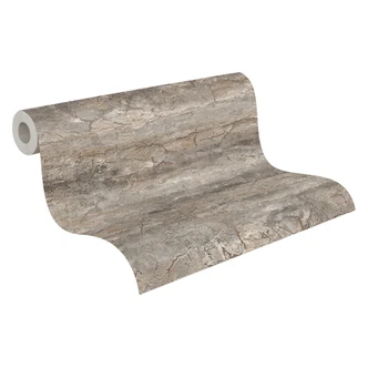 Papel pintado no tejido Tamika Raw Heritage efecto piedra gris marrón - pared efecto hormigón pasillo metálico 