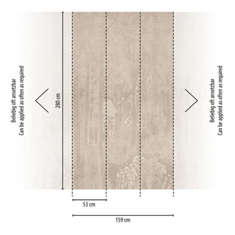 Skog beige kräm matt - utdragbar 159x280 cm skog tapeter träd natur Icke-vävd tapet 