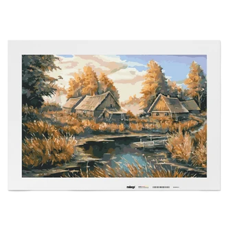 Malen nach Zahlen Leinwandbild - Landschaft am Fluss  