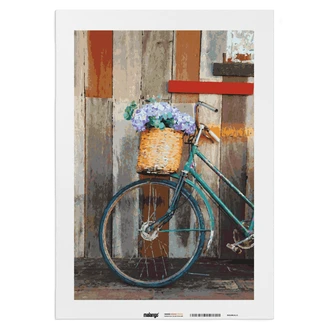 Malen nach Zahlen Leinwandbild - Blumen am Fahrrad  