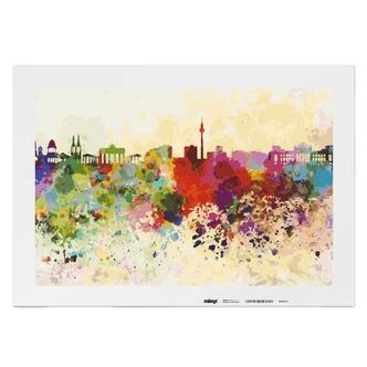 Malen nach Zahlen Leinwandbild - Berlin Skyline bunt  