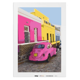 Malen nach Zahlen Leinwandbild - Käfer pink  