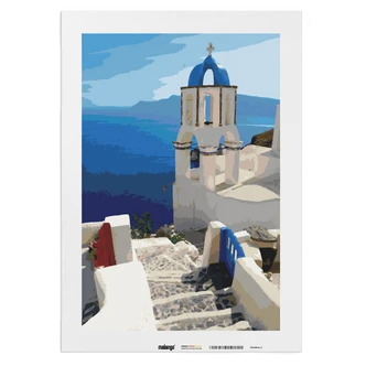 Malen nach Zahlen Leinwandbild - Meer auf Santorini  