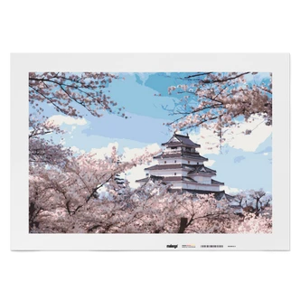 Malen nach Zahlen Leinwandbild - Landschaft Tempel der Sakura  