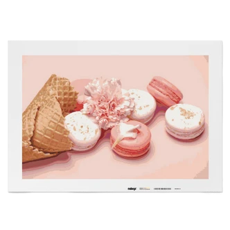 Malen nach Zahlen Leinwandbild - Macaron Dessert  