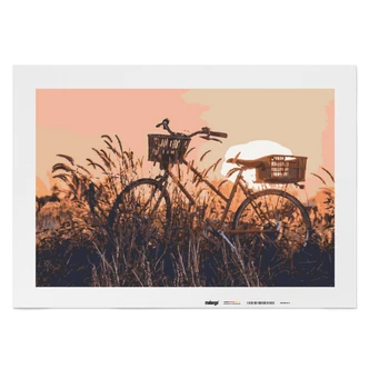Malen nach Zahlen Leinwandbild - Landschaft mit Fahrrad  