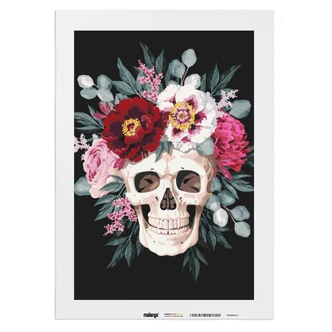 Malen nach Zahlen Leinwandbild - Schädel Blumen  
