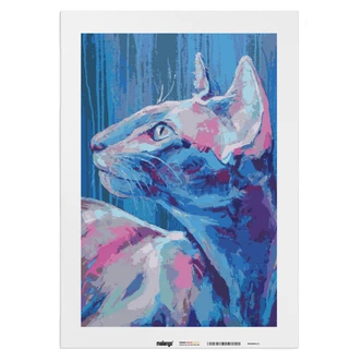Malen nach Zahlen Leinwandbild - Katze blaue Sphynx  