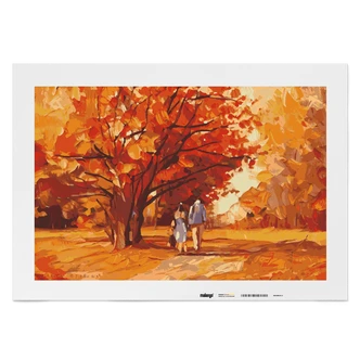 Malen nach Zahlen Leinwandbild - Herbstspatziergang  