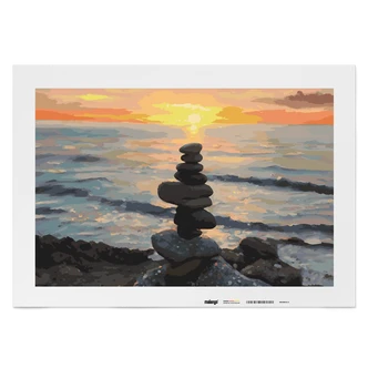 Malen nach Zahlen Leinwandbild - Zen Sonnenuntergang am Strand Malen nach Zahlen Leinwandbild - Zen Sonnenuntergang am Strand