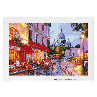 Malen nach Zahlen Leinwandbild - Café vor Sacre Coeur No. 1 Malen nach Zahlen Leinwandbild - Café vor Sacre Coeur No. 1