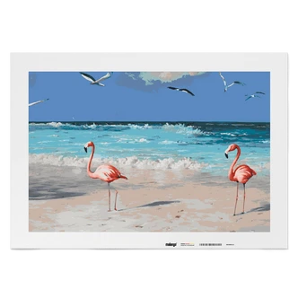 Malen nach Zahlen Leinwandbild - Flamingo Florian und Floriane Malen nach Zahlen Leinwandbild - Flamingo Florian und Floriane