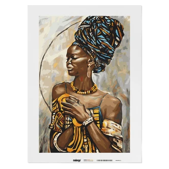 Malen nach Zahlen Leinwandbild - Frau traditionell African Style  