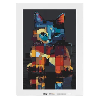 Malen nach Zahlen Leinwandbild - Katze Karlo abstrakt  