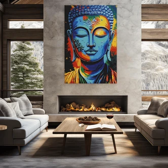 Malen nach Zahlen Leinwandbild - Blauer Buddha  