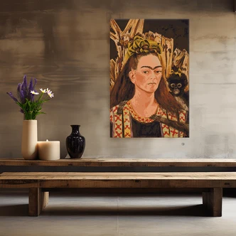 Malen nach Zahlen Leinwandbild - Kahlo - Selbstbildnis mit offenem Haar  