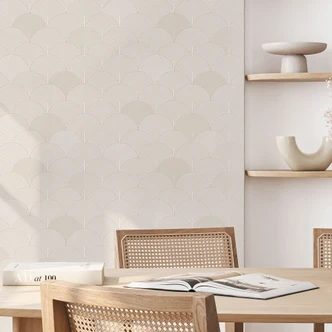 Mustertapete Geometrisch - Abstrakte Halbkreise in Soft Beige - Bloomery Decor 