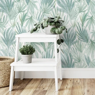 Mustertapete Palmenblätter im Dschungel | Grüne Botanik Tapete - Bloomery Decor Mustertapete Palmenblätter im Dschungel | Grüne Botanik Tapete - Bloomery Decor