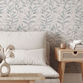 Mustertapete Zarte Aquarell-Blätter - Soft Grau - Bloomery Decor Mustertapete Zarte Aquarell-Blätter - Soft Grau - Bloomery Decor
