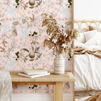 Boho Patroonbehang met bloemen en fruit - UN Designs 