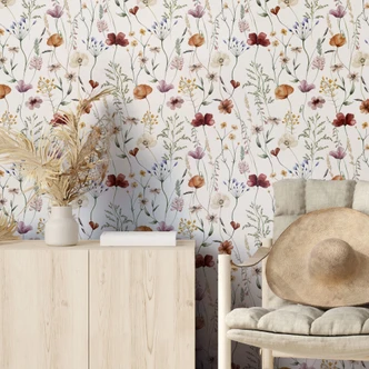 Patterned Wallpaper Colorful wildflowers - non-woven wallpaper - UN Designs 