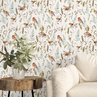 Mustertapete Spatzen und Rotkehlchen - UN Designs 