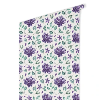 Patroonbehang – Aquarel Bloemen 02 – paars 