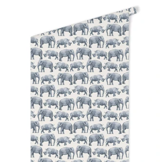 Patroonbehang – Olifanten en Neushoorns 