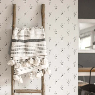 Patroonbehang Paardebloemen Zwart-Wit 