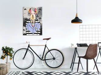 Canvas schilderij - Gekke alpaca - 40x50 cm - met spieraam - opgespannen 