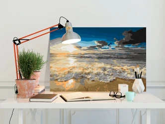 Schilderij op nummer Canvas schilderij - Iriserende zon - 50x40 cm - met spieraam - opgespannen 