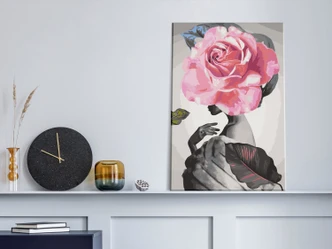 Schilderij op nummer Canvas schilderij - Roos en bont - 40x50 cm - met spieraam - opgespannen 