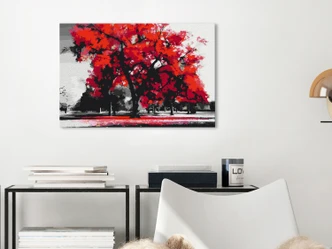 Canvas schilderij - Scarlet tree - 50x40 cm - met spieraam - opgespannen 