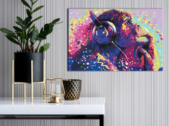 Canvas schilderij - Magische chimpansee - 50x40 cm - met spieraam - opgespannen 