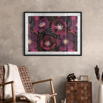 Poster Florale Blütenpracht in Purpurtönen - Anis Illustration 