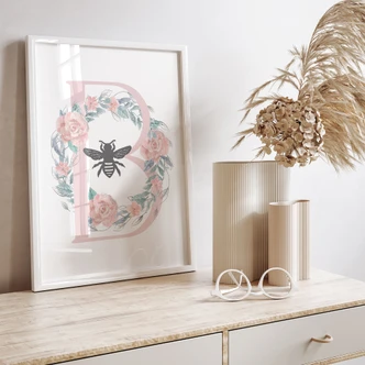 Poster Bij met bloemenkrans - geïnspireerd door Bridgerton 