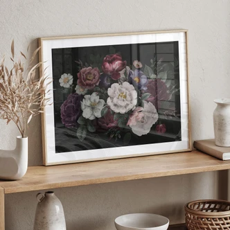 Poster Fleurs Nature morte style Redouté - Bloomery Decor 