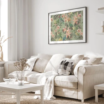 Poster Dschungel mit Papageien Grün - Bloomery Decor Poster Dschungel mit Papageien Grün - Bloomery Decor