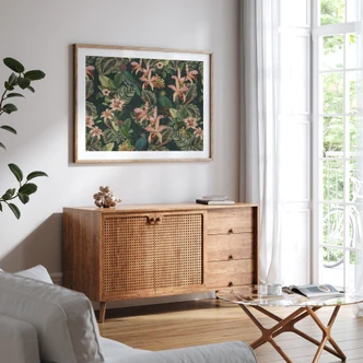 Natur Poster Dschungel mit Papageien Nachtgrün - Bloomery Decor Natur Poster Dschungel mit Papageien Nachtgrün - Bloomery Decor