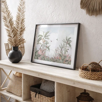 Dschungel-Poster Tropische Idylle mit Kolibri Blau - Bloomery Decor Dschungel-Poster Tropische Idylle mit Kolibri Blau - Bloomery Decor